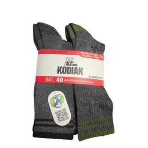 Kodiak Elements Trail Crew Socks Men's 6 Pair Pack Gray Green Size 7-12
